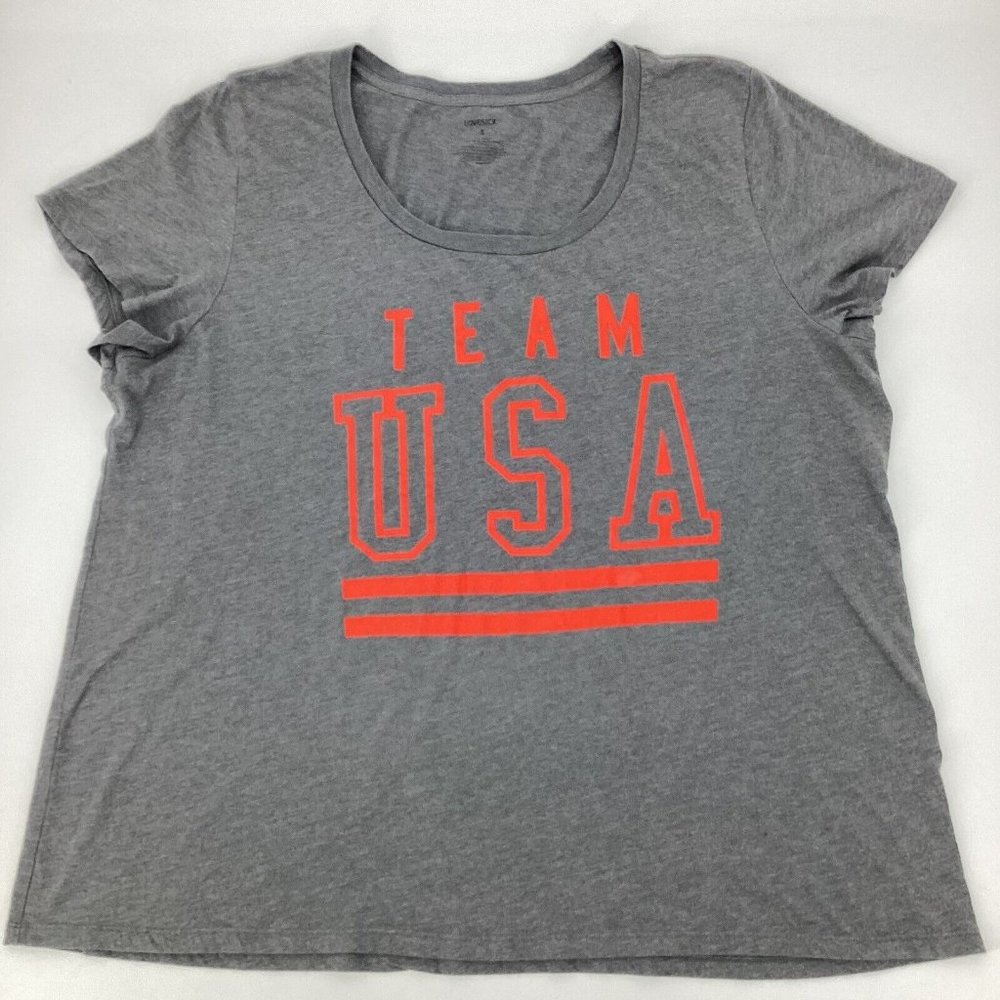 Lovesick Women's Short Sleeve Tee T-Shirt Gray Orange Team USA Graphic Sz 3 3X